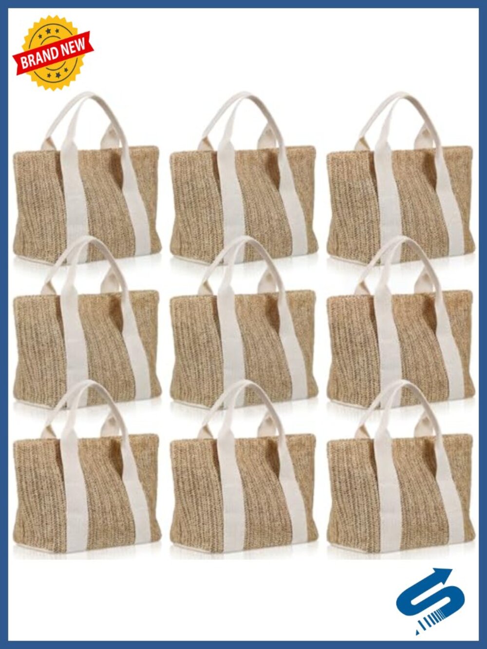 Handwoven Burlap Tote Bag Set of 10 for Beach Wedding Bridesmaid Gifts
